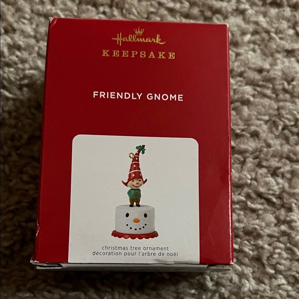 Hallmark Keepsake Red and White Gnome Ornament NIB